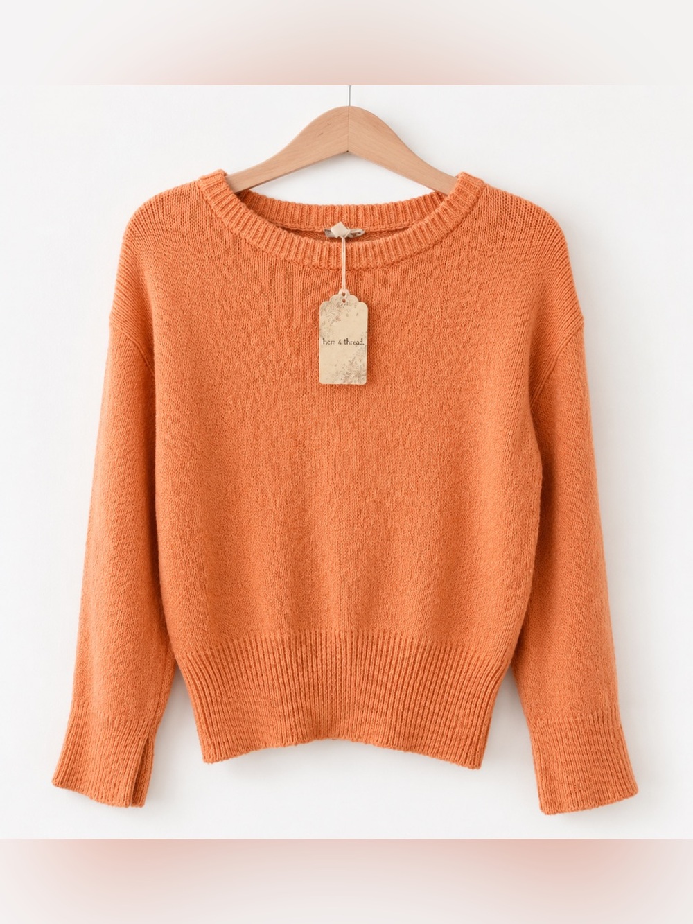 Hem & Thread NWT Peach 100% Cotton Lightweight Sweater S Boho Relaxed